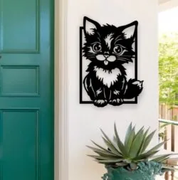 Cute cat wall decor E0020867 file cdr and dxf free vector download for laser cut plasma