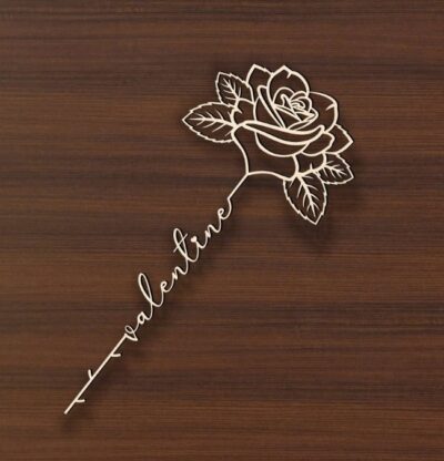 Rose with word E0020716 file cdr and dxf free vector download for laser cut