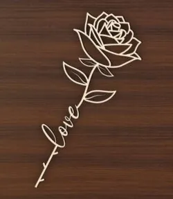 Rose with word E0020807 file cdr and dxf free vector download for laser cut