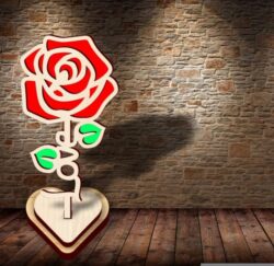 Rose with word E0020854 file cdr and dxf free vector download for laser cut