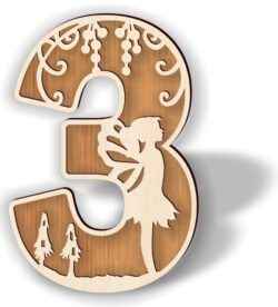 Number 3 E0021136 file cdr and dxf free vector download for laser cut