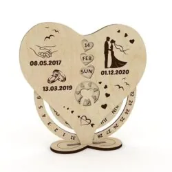 Valentine calendar E0021284 file cdr and dxf free vector download for laser cut