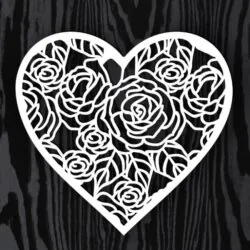 Rose with heart E0021481 file cdr and eps svg free vector download for laser cut