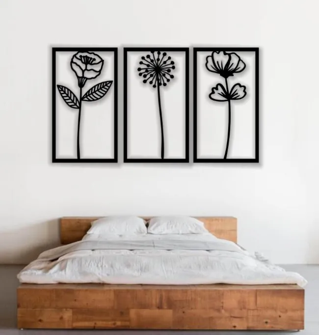 Flower wall decor E0021759 file cdr and dxf free vector download for laser cut