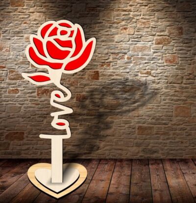 Flower with word E0022028 file cdr and dxf free vector download for Laser cut