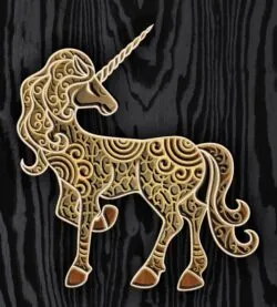 Multilayer unicorn E0021937 file cdr and dxf free vector download for Laser cut