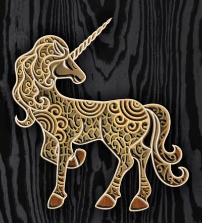 Multilayer unicorn E0021937 file cdr and dxf free vector download for Laser cut