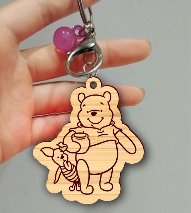 Pooh keychain E0021855 file cdr and dxf free vector download for laser cut