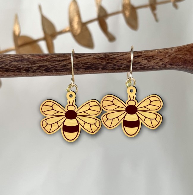 Bee earring E0022319 file cdr and dxf free vector download for Laser cut