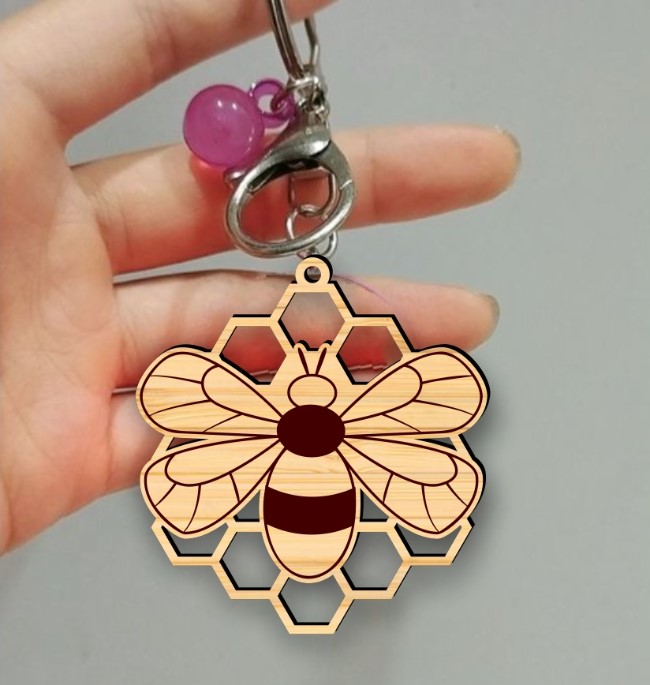 Bee keychain E0022320 file cdr and dxf free vector download for Laser cut