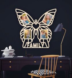Butterfly photo frame E0022098 file cdr and dxf free vector download for Laser cut