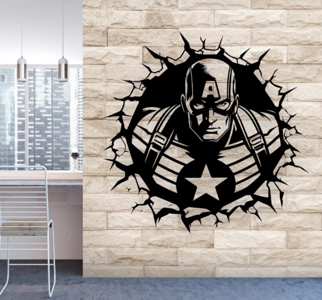 Captain American wall decor E0022206 file cdr and dxf free vector download for Laser cut plasma