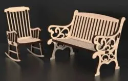 Chair and bench E0022068 file cdr and dxf free vector download for Laser cut