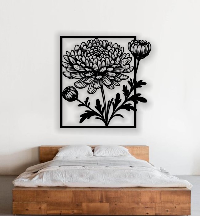 Chrysanthemum wall decor E0022203 file cdr and dxf free vector download for Laser cut plasma