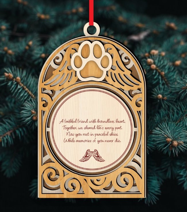 Dog paw memorial ornament E0022224 file cdr and dxf free vector download for Laser cut