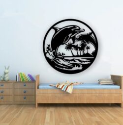 Dolphin wall decor E0022080 file cdr and dxf free vector download for Laser cut plasma
