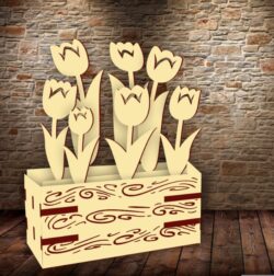 Flower box E0022226 file cdr and dxf free vector download for Laser cut