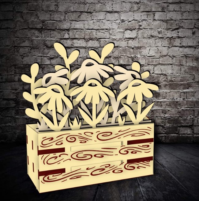 Flower box E0022227 file cdr and dxf free vector download for Laser cut