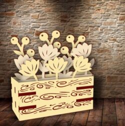 Flower box E0022228 file cdr and dxf free vector download for Laser cut