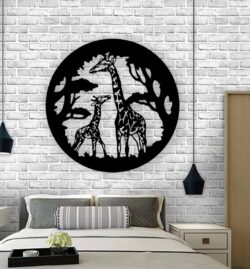 Giraffe wall decor E0022081 file cdr and dxf free vector download for Laser cut plasma