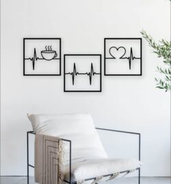 Heart beats wall decor E0022121 file cdr and dxf free vector download for Laser cut plasma