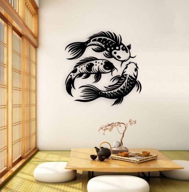 Koi fish wall decor E0022209 file cdr and dxf free vector download for Laser cut plasma