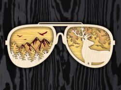 Layered Sunglasses E0022058 file cdr and dxf free vector download for Laser cut