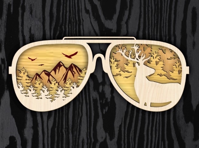 Layered Sunglasses E0022058 file cdr and dxf free vector download for Laser cut