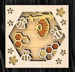Layered bee E0022323 file cdr and dxf free vector download for Laser cut