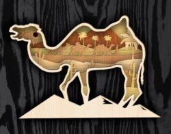 Layered camel E0022052 file cdr and dxf free vector download for Laser cut
