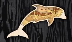 Layered dolphin E0022050 file cdr and dxf free vector download for Laser cut