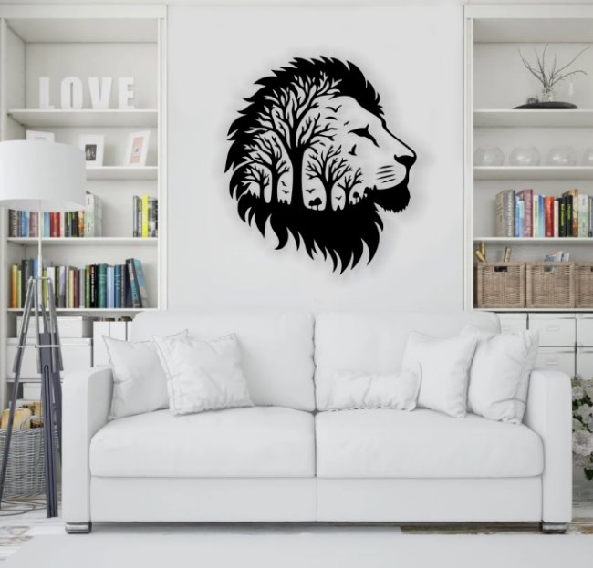 Lion wall decor E0022208 file cdr and dxf free vector download for Laser cut plasma
