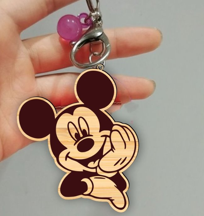 Mickey keychain E0022309 file cdr and dxf free vector download for Laser cut