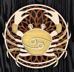 Multilayer Cancer zodiac E0022172 file cdr and dxf free vector download for Laser cut