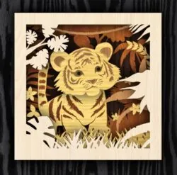 Multilayer Tiger E0022166 file cdr and dxf free vector download for Laser cut