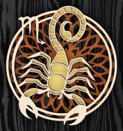 Multilayer scorpius zodiac E0022169 file cdr and dxf free vector download for Laser cut