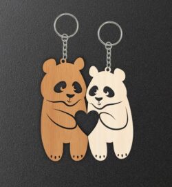 Panda keychain E0022131 file cdr and dxf free vector download for Laser cut