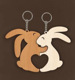 Rabbit keychain E0022134 file cdr and dxf free vector download for Laser cut