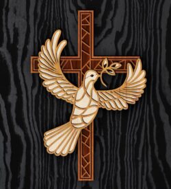 Multilayer dove cross E0022256 file cdr and dxf free vector download for Laser cut