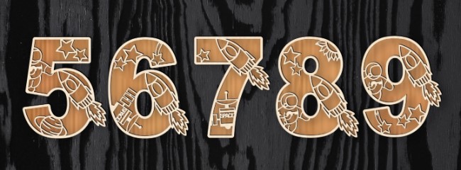 Space numbers E0022054 file cdr and dxf free vector download for Laser cut