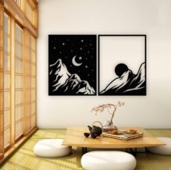 Sun and moon wall decor E0022116 file cdr and dxf free vector download for Laser cut plasma