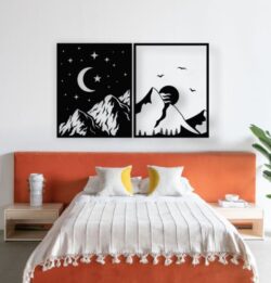 Sun and moon wall decor E0022125 file cdr and dxf free vector download for Laser cut plasma