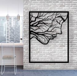 Tree face wall decor E0022117 file cdr and dxf free vector download for Laser cut plasma