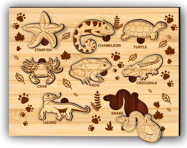 Animal puzzle E0022393 file cdr and dxf pdf free vector download for Laser cut