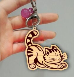 Cat keychain E0022473 file cdr and dxf pdf free vector download for Laser cut