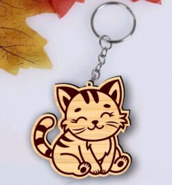 Cat keychain E0022474 file cdr and dxf pdf free vector download for Laser cut