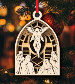 Christmas ornament E0022368 file cdr and dxf pdf free vector download for Laser cut