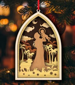 Christmas ornament E0022447 file cdr and dxf pdf free vector download for Laser cut