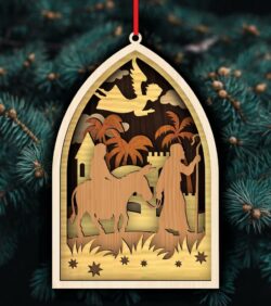 Christmas ornament E0022449 file cdr and dxf pdf free vector download for Laser cut