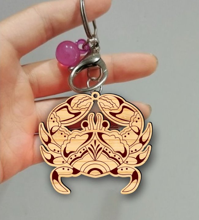 Crab keychain E0022385 file cdr and dxf pdf free vector download for Laser cut